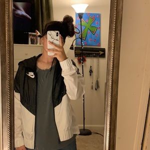 Black and white nike windbreaker
